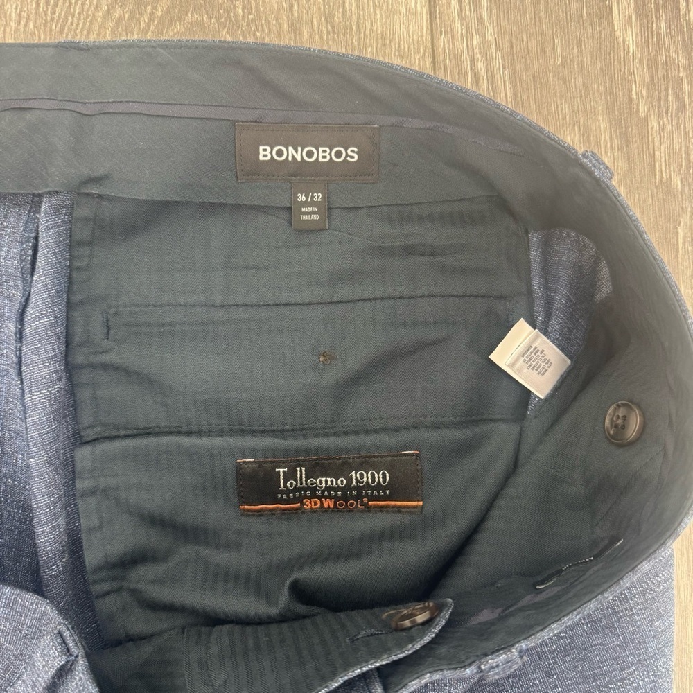 Bonobos Mens Italian Stretch Wool Dress Pants Blue Slacks 36x32 - Picture 4 of 11